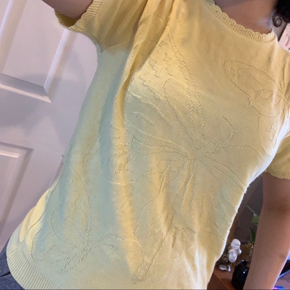 Vintage yellow top with butterfly embroidery